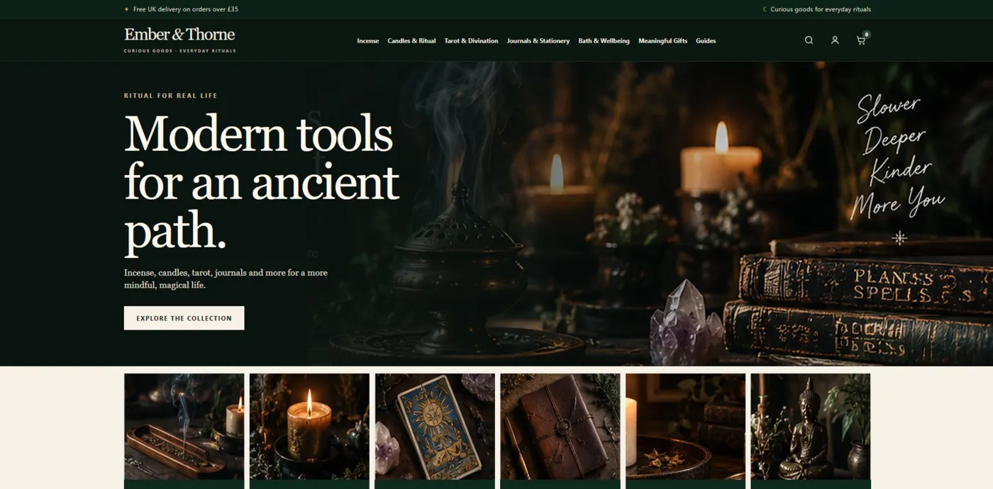 Ember and Thorne ecommerce website
